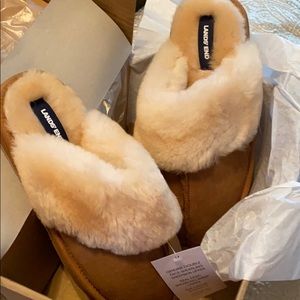 lands end women's shearling scuff slippers